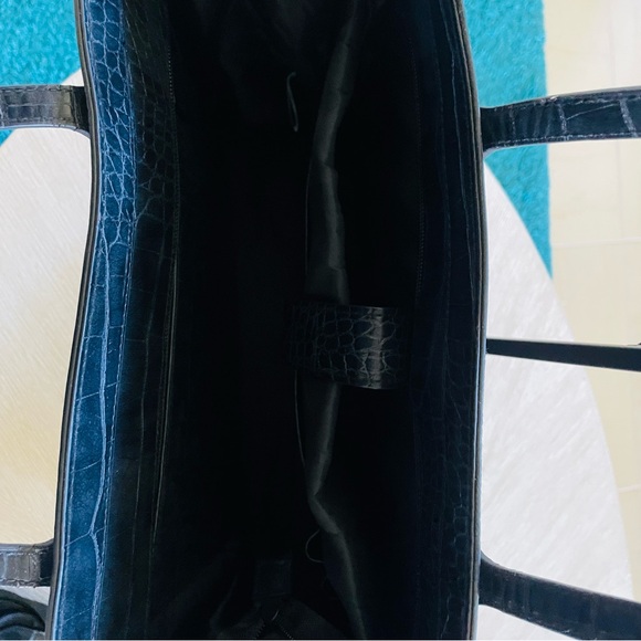 GUC - BEIS Black Crocodile-Embossed Work Tote - Picture 5 of 13